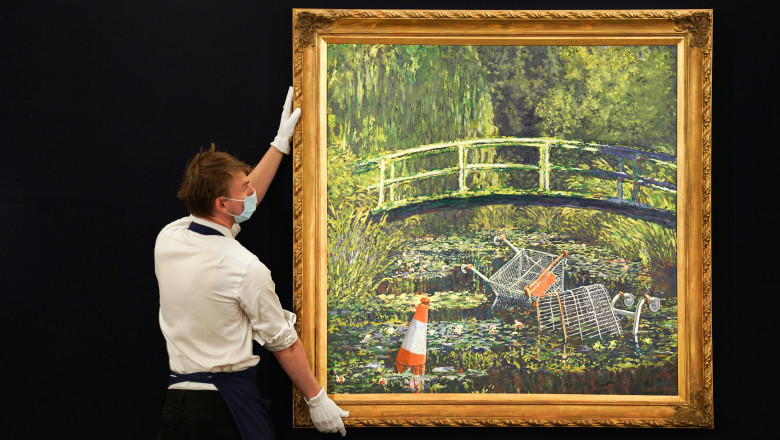 Show Me the Monet ” tabloul lui Banksy despre excesele societății de consum, scos la licitație